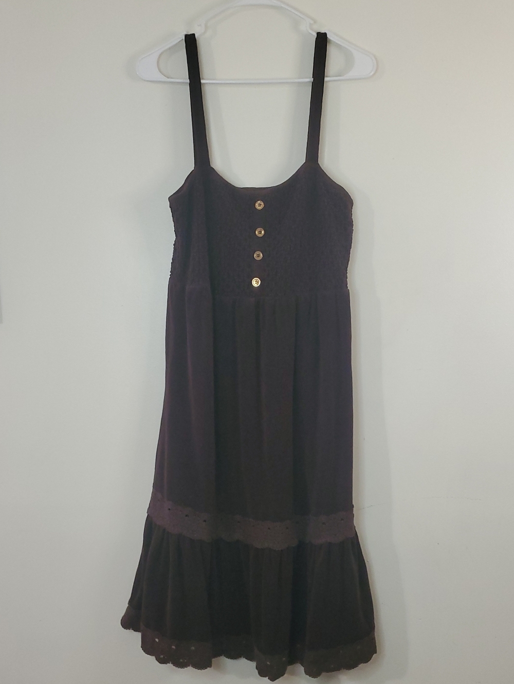 Vintage Juicy Couture Brown Smocked Terrycloth Midi Dress Size Med Y2K 90's